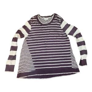 Market & Spruce womens sweater sz XL maroon cream strips long sleeve